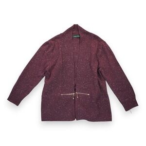 NWT IVANKA‎ TRUMP Women's Open Cardigan Sweater Burgundy Size Small